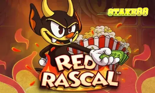 Tampilan visual slot Red Rascal dengan latar belakang taman hiburan yang penuh warna.