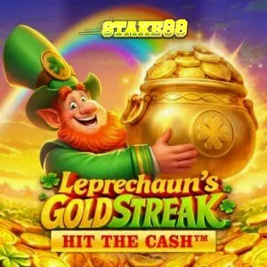 Tampilan visual slot Leprechaun’s Gold Streak Hit The Cash dengan elemen bertema Irlandia dan simbol emas.
